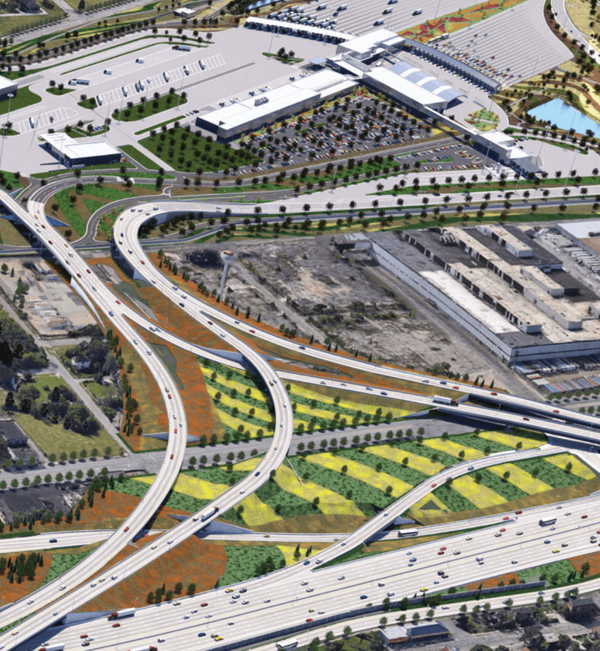 戈迪·豪国际大桥：Michigan Interchange 官方概念渲染图