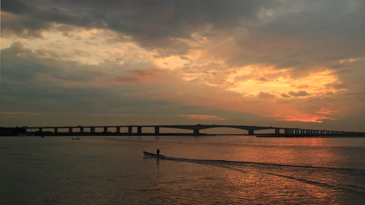 浜名大桥：浜名大桥：Wikimedia Commons 文件「Hamana Ōhasi 001.JPG」中的桥梁实景。