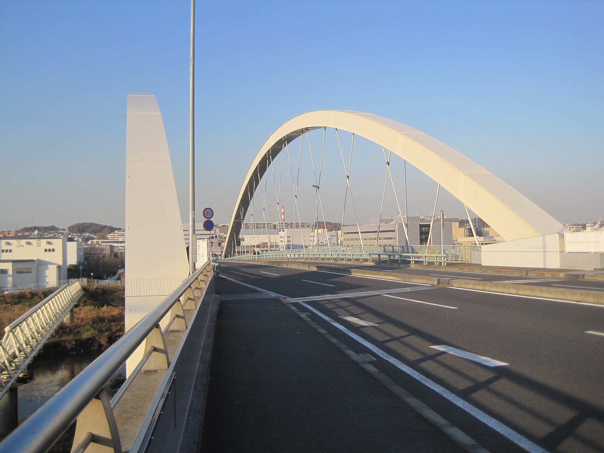 鴨池大桥：鴨池大桥：Wikimedia Commons 文件「1 Chome Kamoi, Midori-ku, Yokohama-shi, Kanagawa-ken 226-0003, Japan - panoramio.jpg」中的桥梁实景。
