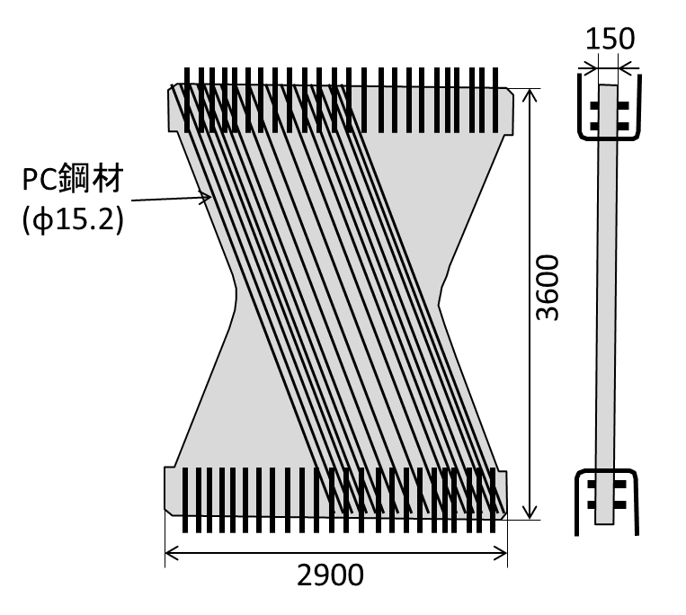 新名神武库川桥：新名神武库川桥：Butterfly Web尺寸与结构图。
