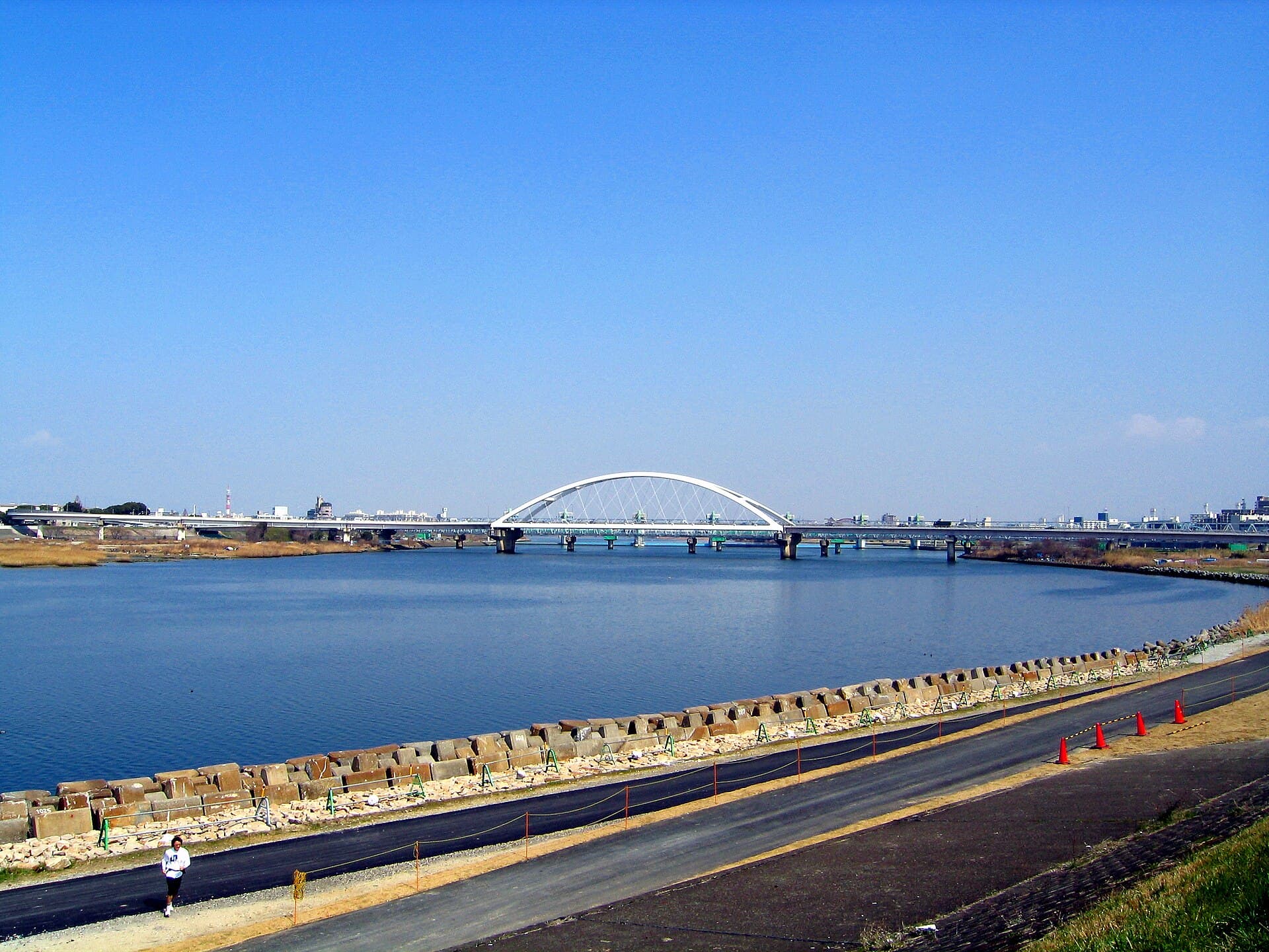 长柄桥（大阪）：长柄桥（大阪）：Wikimedia Commons 文件「Nagarabashi 01.jpg」中的桥梁实景。