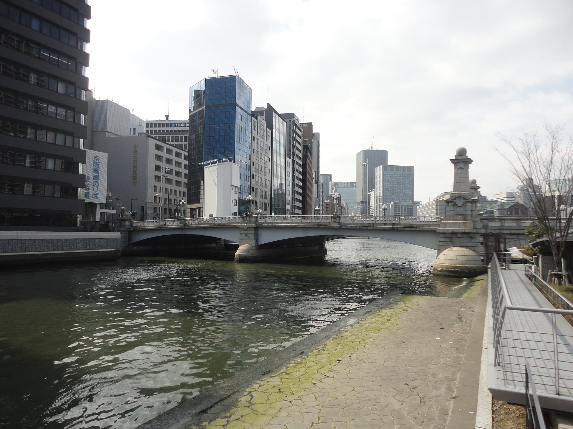 难波桥（大阪）：难波桥（大阪）：Wikimedia Commons 文件「中之島公園 - panoramio (5).jpg」中的桥梁实景。