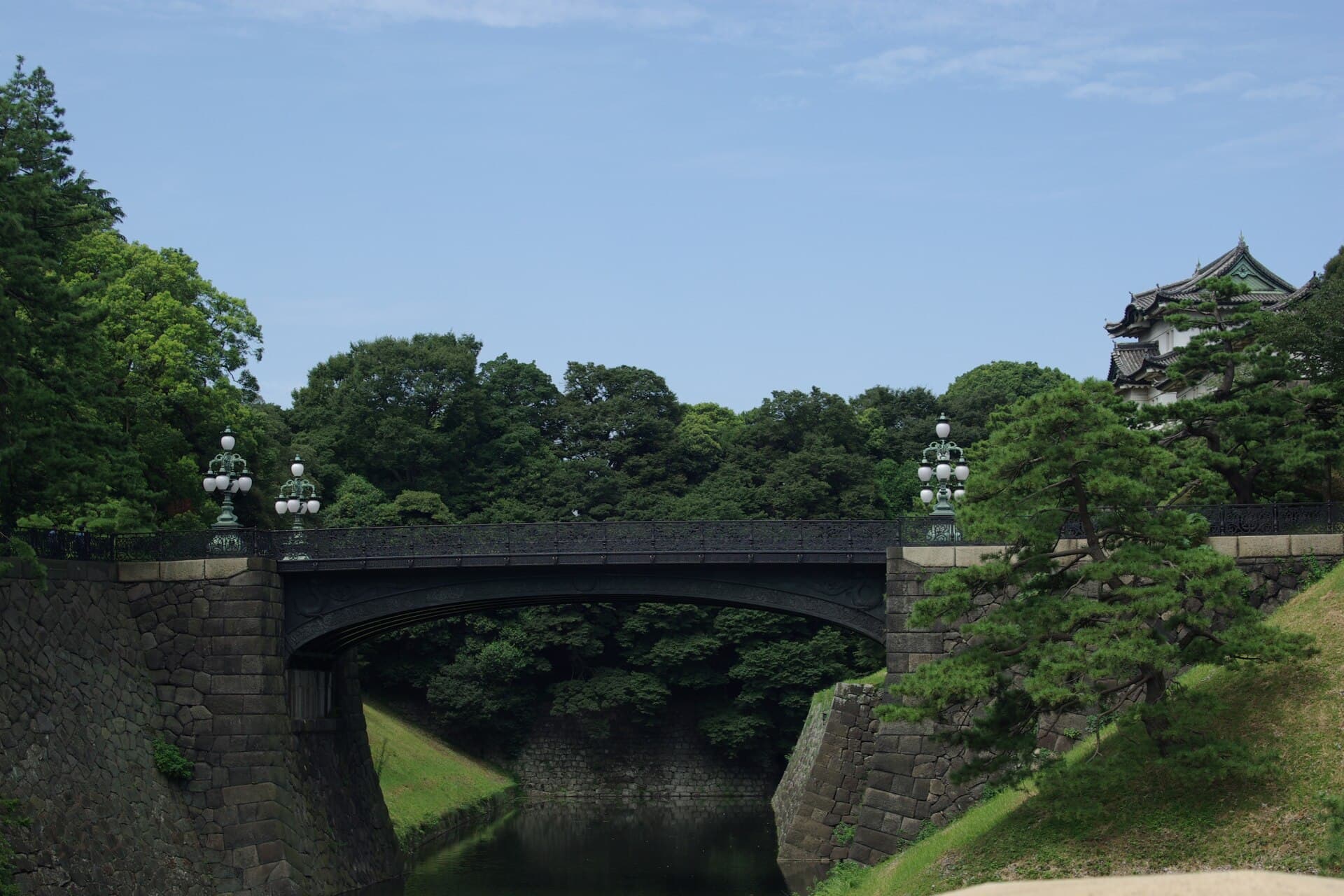 二重桥（正门石桥与正门铁桥）：二重桥（正门石桥与正门铁桥）：Wikimedia Commons 文件「Nijuubashi.jpg」中的桥梁实景。