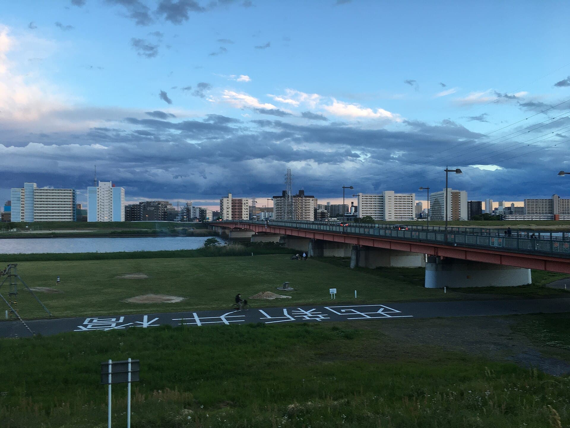 西新井桥：西新井桥：Wikimedia Commons 文件「Nishiaraibashi May 2 2021 night 19 04 09 139000.jpeg」中的桥梁实景。