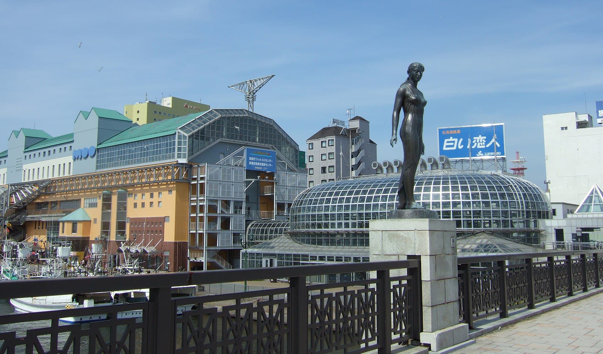 幣舞桥：幣舞桥：Wikimedia Commons 文件「Nusamai Bridge Fisherman Wharf Kushiro.JPG」中的桥梁实景。