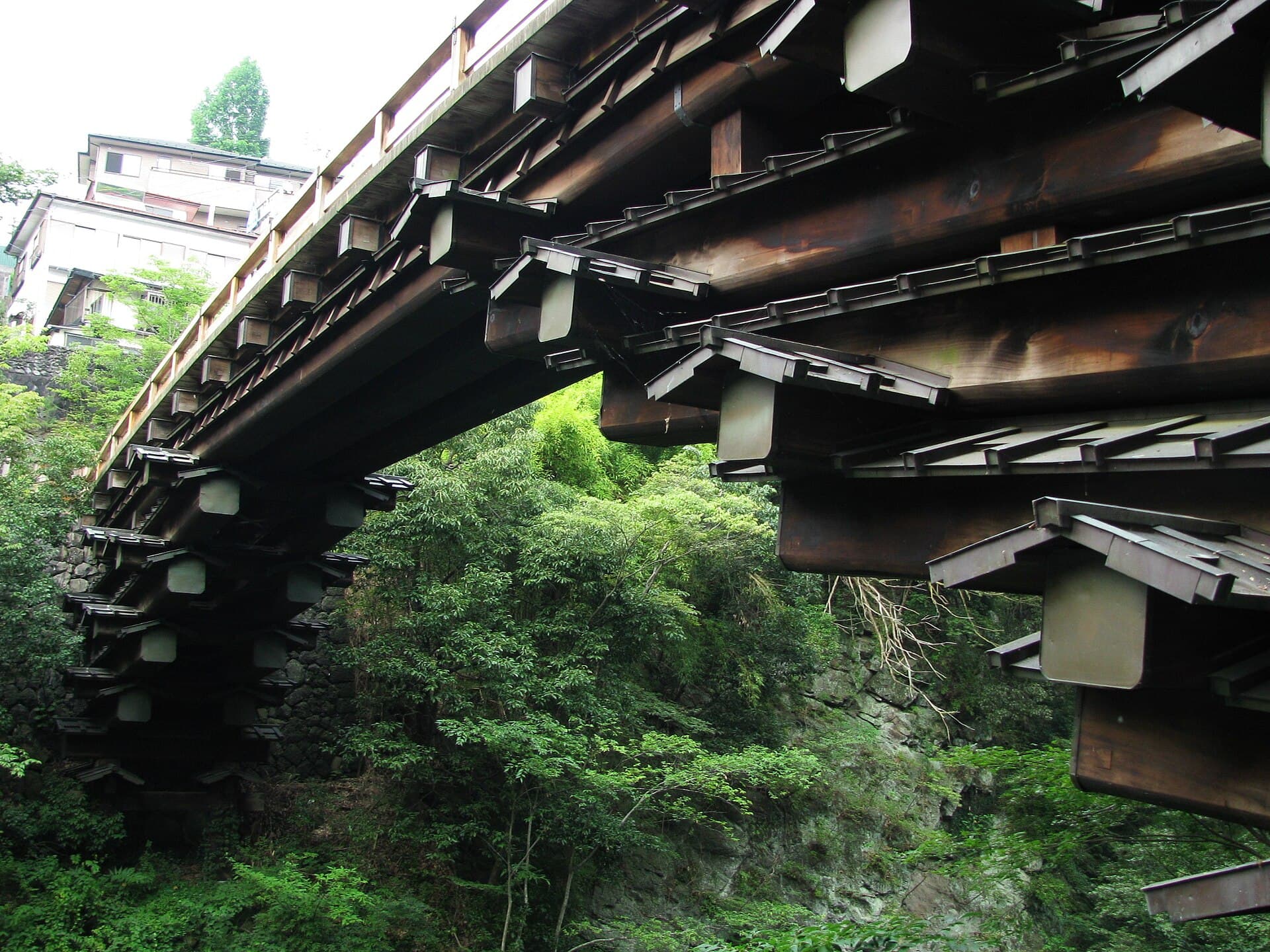 猿桥：猿桥：Wikimedia Commons 文件「Saruhashi -02.jpg」中的桥梁实景。