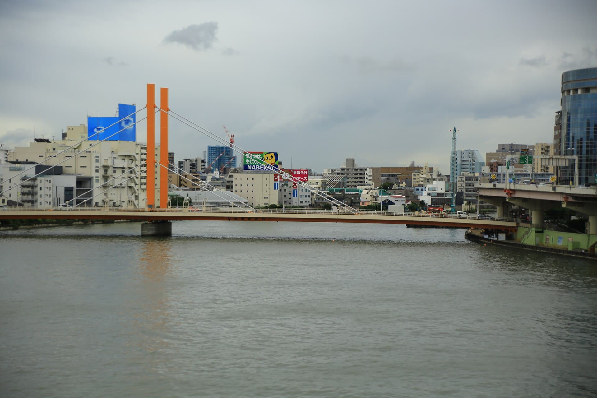 新大桥（东京）：新大桥（东京）：Wikimedia Commons 文件「20160830 OdaibaFwy 6691 (29998736465).jpg」中的桥梁实景。