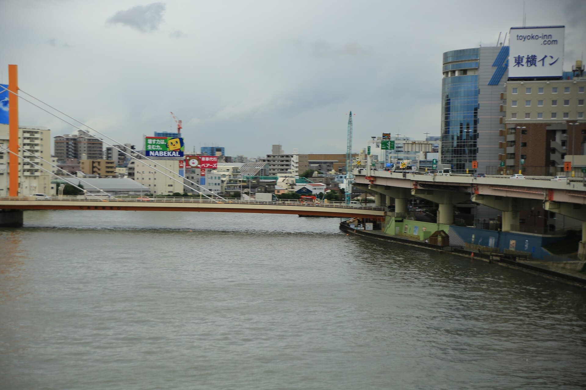 新大桥（东京）：新大桥（东京）：Wikimedia Commons 文件「20160830 OdaibaFwy 6692 (29998735965).jpg」中的桥梁实景。