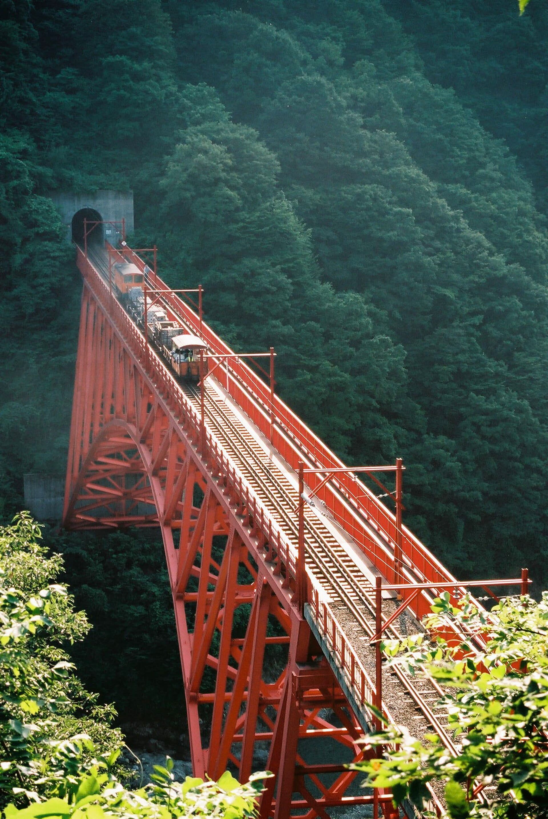 新山彦桥：新山彦桥：Wikimedia Commons 文件「Kurobe Gorge Railway 05.jpg」中的桥梁实景。