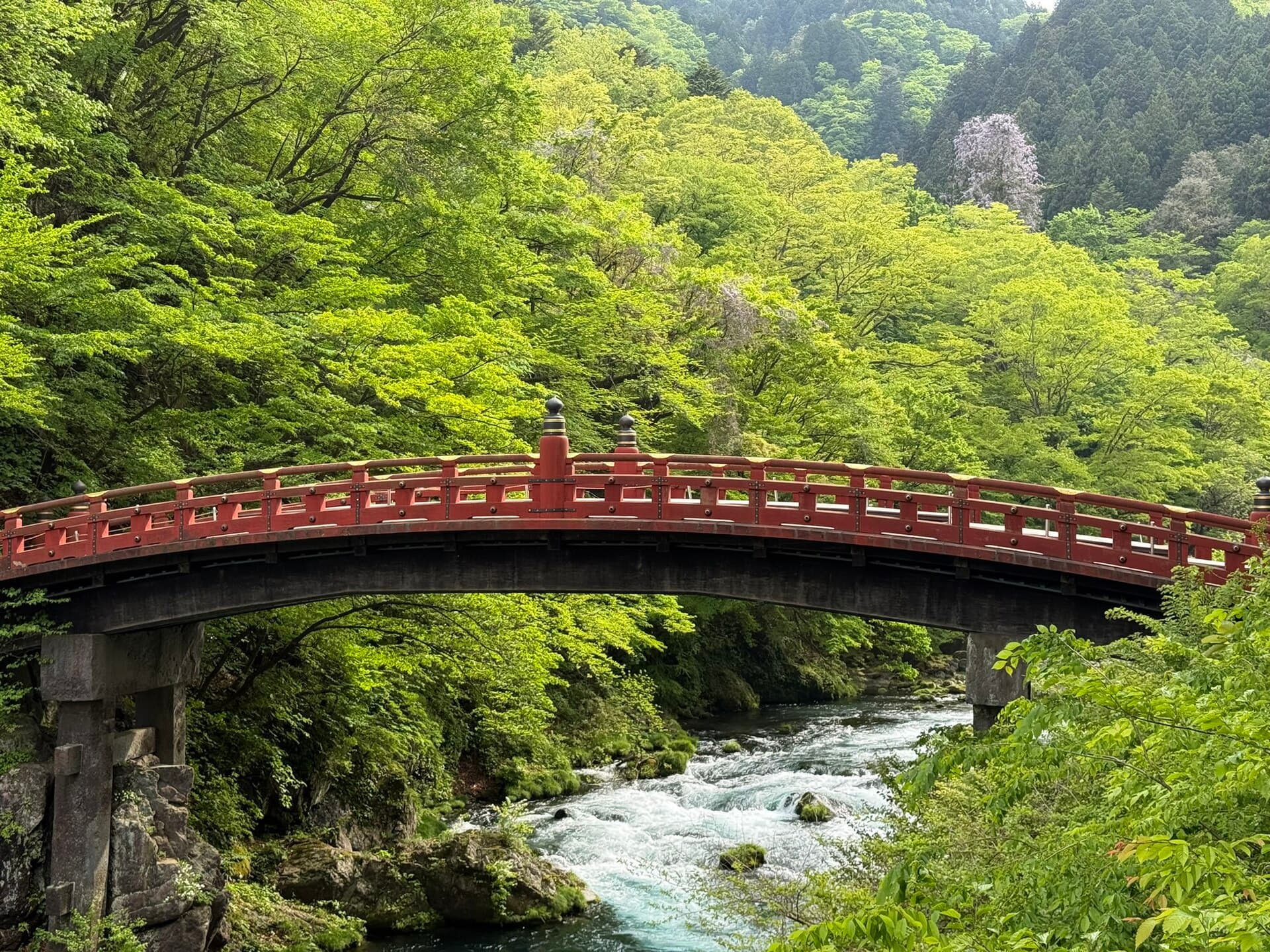 神桥：神桥：Wikimedia Commons 文件「Japan - Tochigi, Nikko Shinkyo - may 2025.jpg」中的桥梁实景。