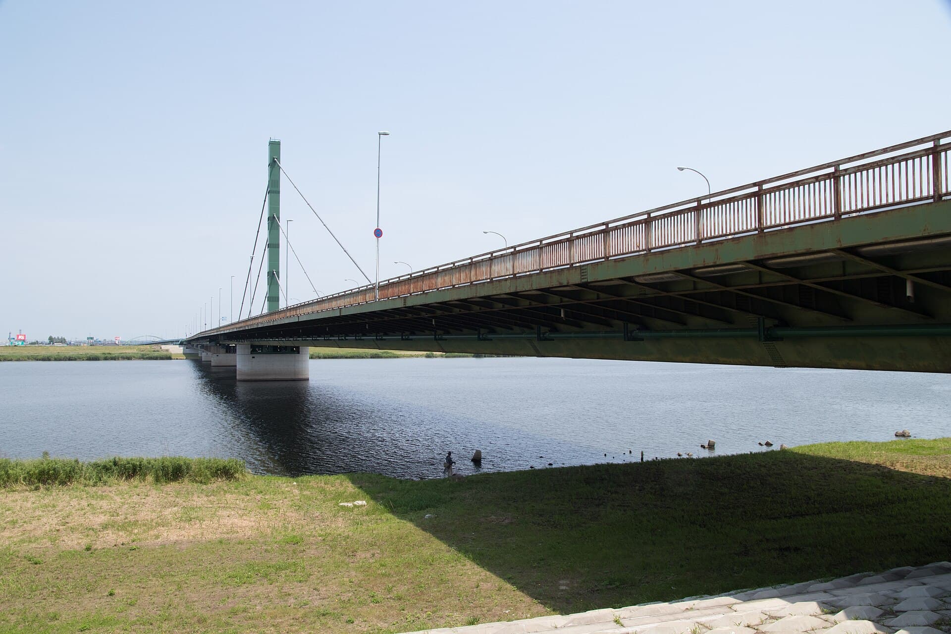 水乡大桥：水乡大桥：Wikimedia Commons 文件「Suigo Bridge 02.jpg」中的桥梁实景。