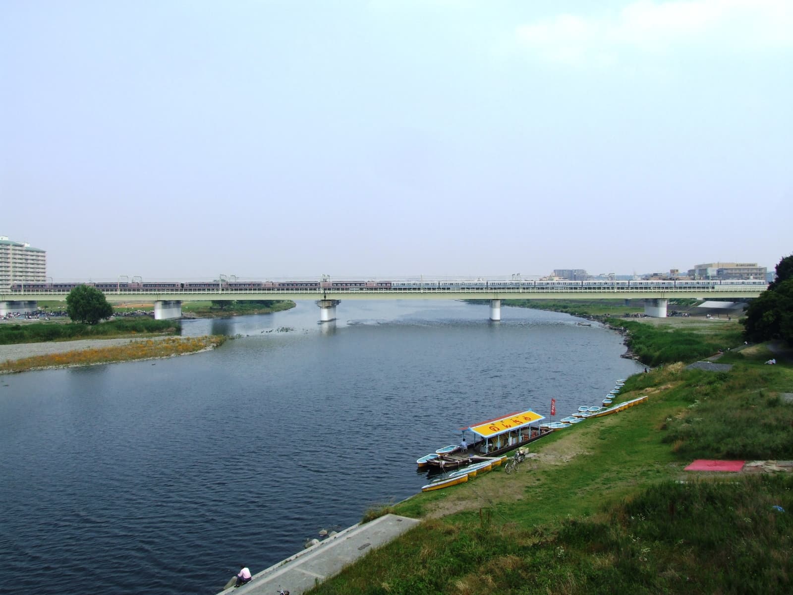 小田急多摩川桥梁：小田急多摩川桥梁：Wikimedia Commons 文件「Odakyu Tama River Bridge.jpg」中的桥梁实景。
