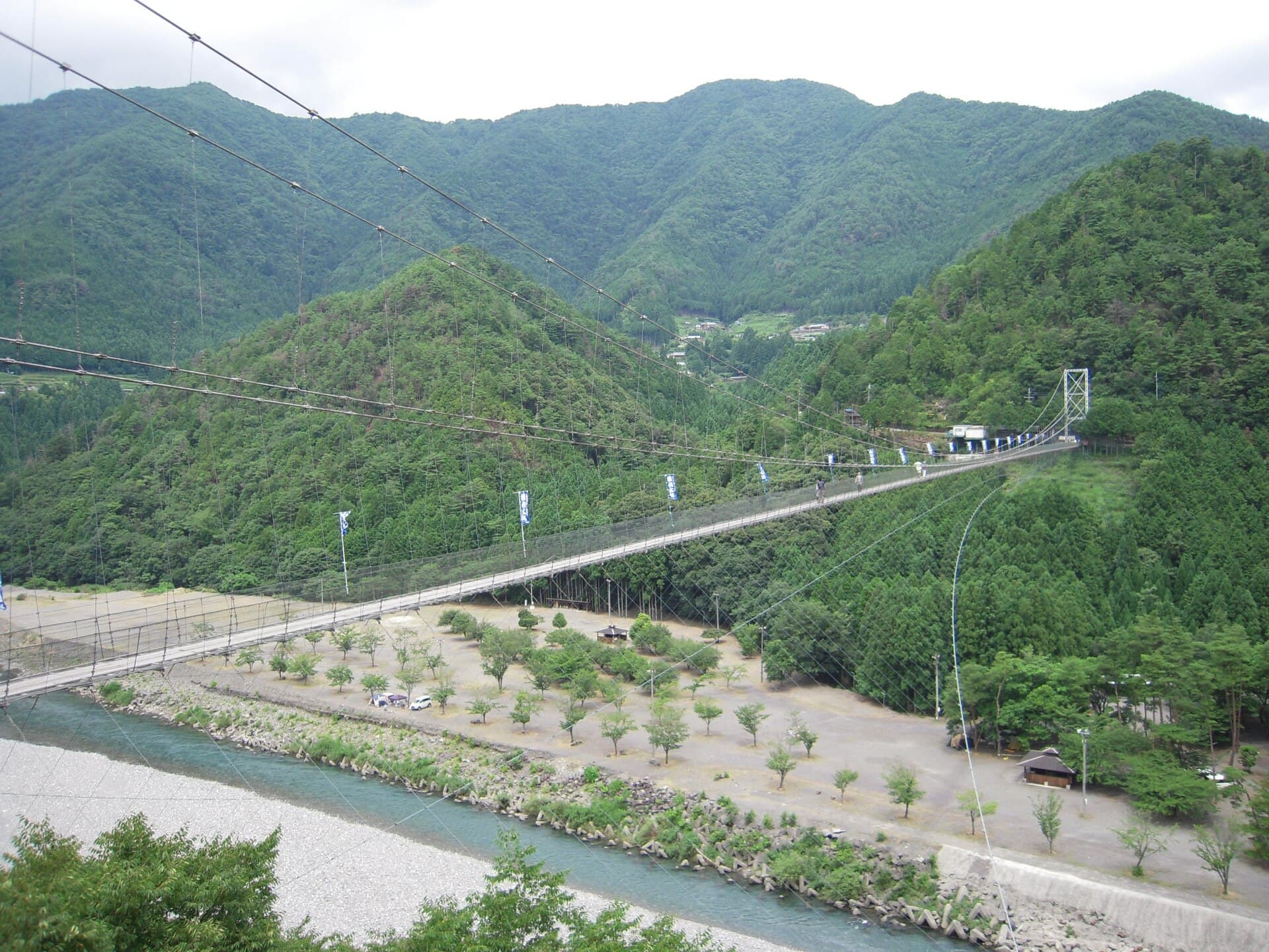 谷濑吊桥：谷濑吊桥：Wikimedia Commons 文件「Suspension bridge of Tanize 2010.07.28 - 74.jpg」中的桥梁实景。