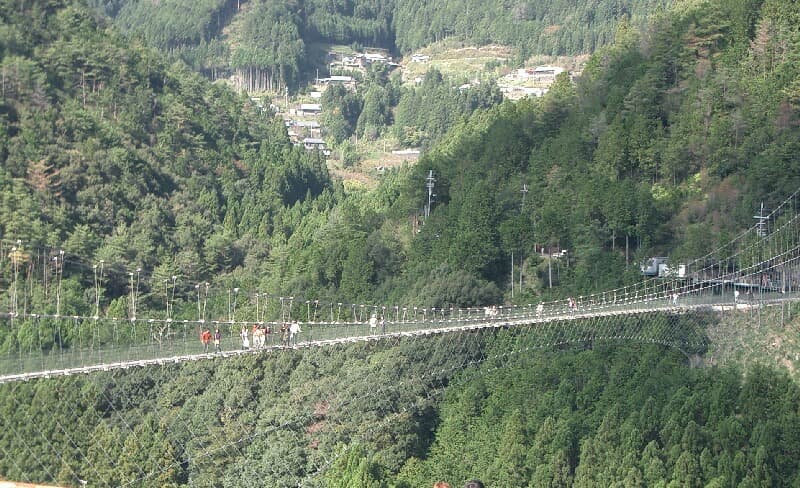 谷濑吊桥：谷濑吊桥：Wikimedia Commons 文件「Tanise Bridge1.jpg」中的桥梁实景。
