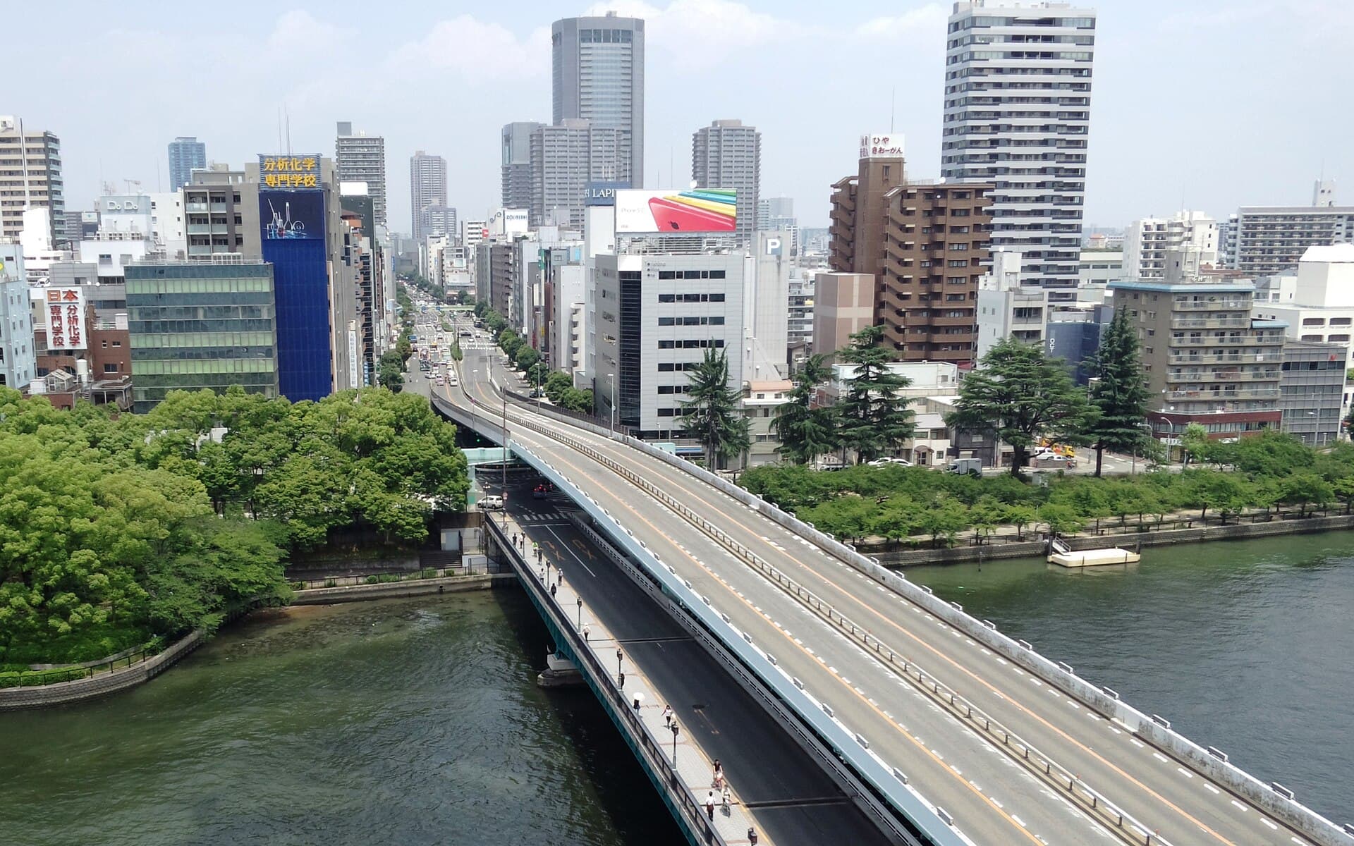 天满桥：天满桥：Wikimedia Commons 文件「Temma-Bridge on Temmabashi-suji.jpg」中的桥梁实景。
