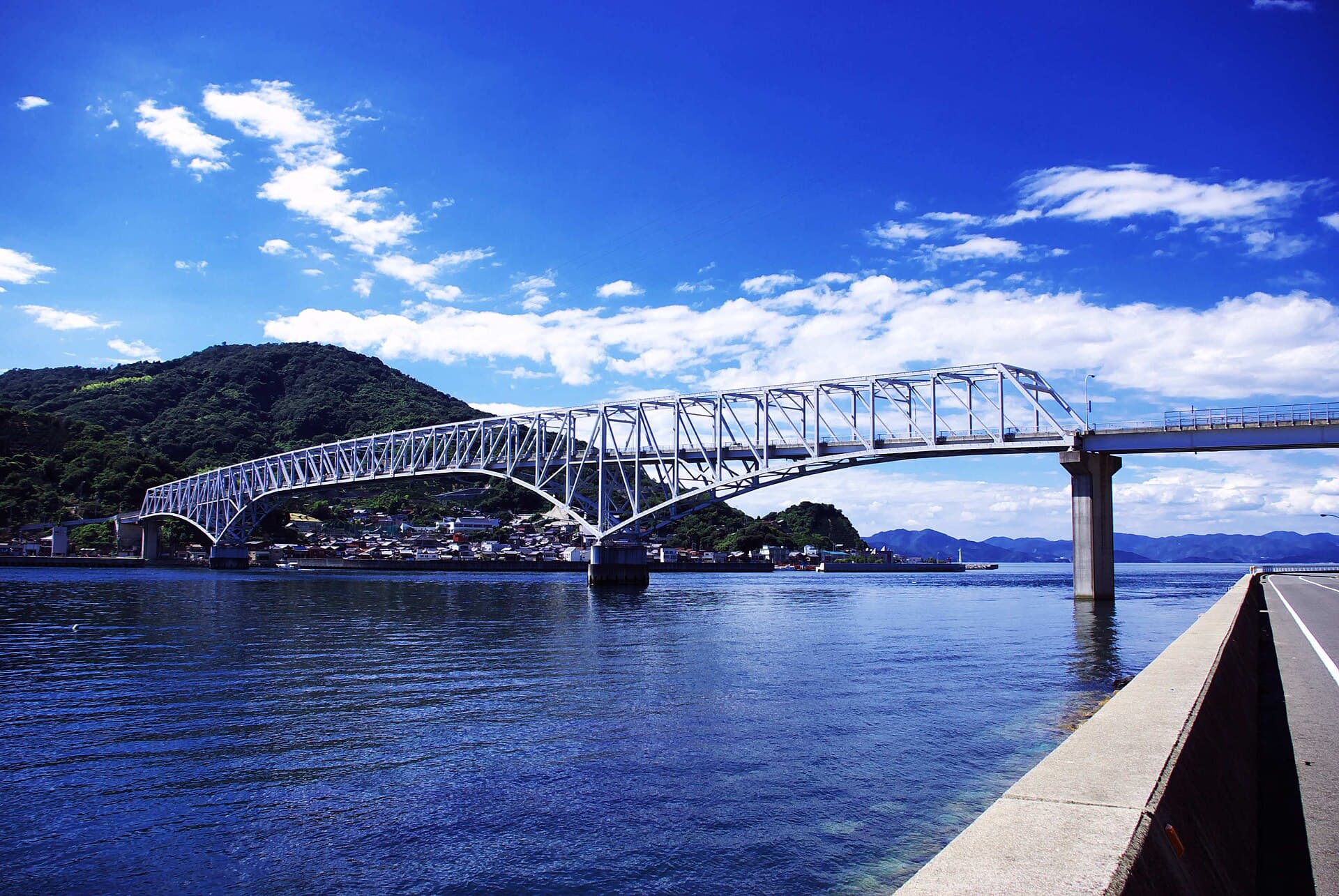 丰滨大桥：丰滨大桥：Wikimedia Commons 文件「Toyohama Ohashi, Hiroshima.jpg」中的桥梁实景。