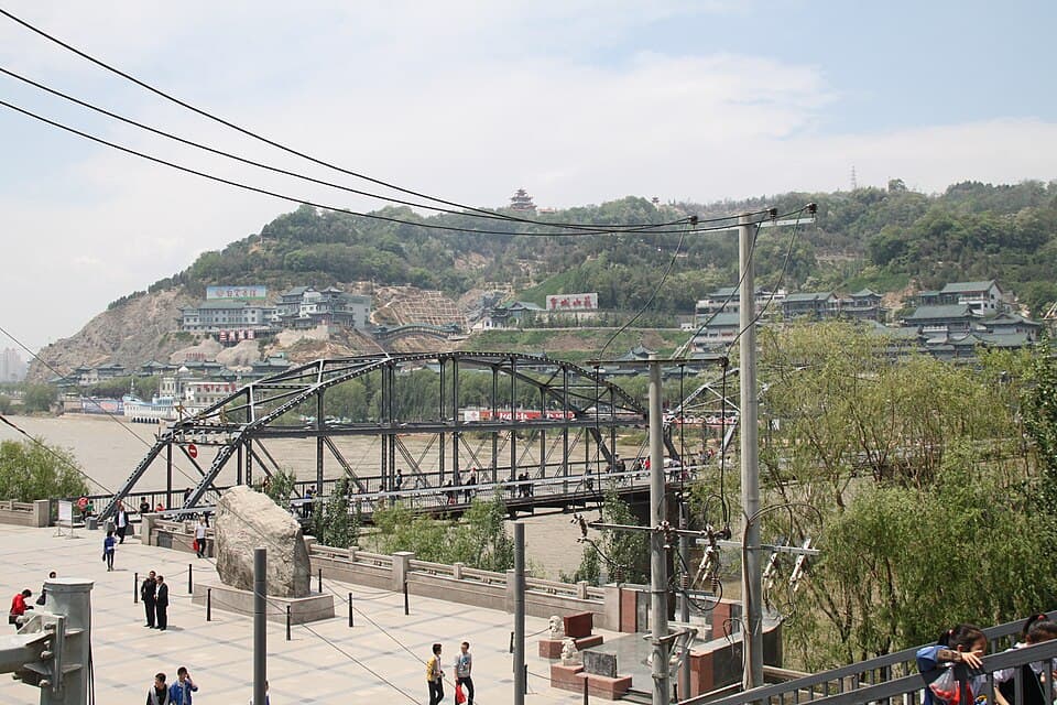兰州中山桥：中山桥北岸全景