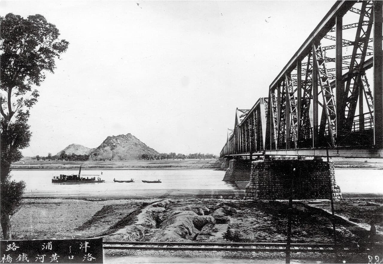 泺口黄河铁路大桥：津浦铁路泺口黄河铁桥（1912）